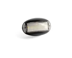 Helyzetjelzõ LED fehér, félköríves alakú, sík hátoldalas, energiatakarékos, 12-36V,0,15m kábel, 38x60mm, mélység: 33mm FT-67 B LED