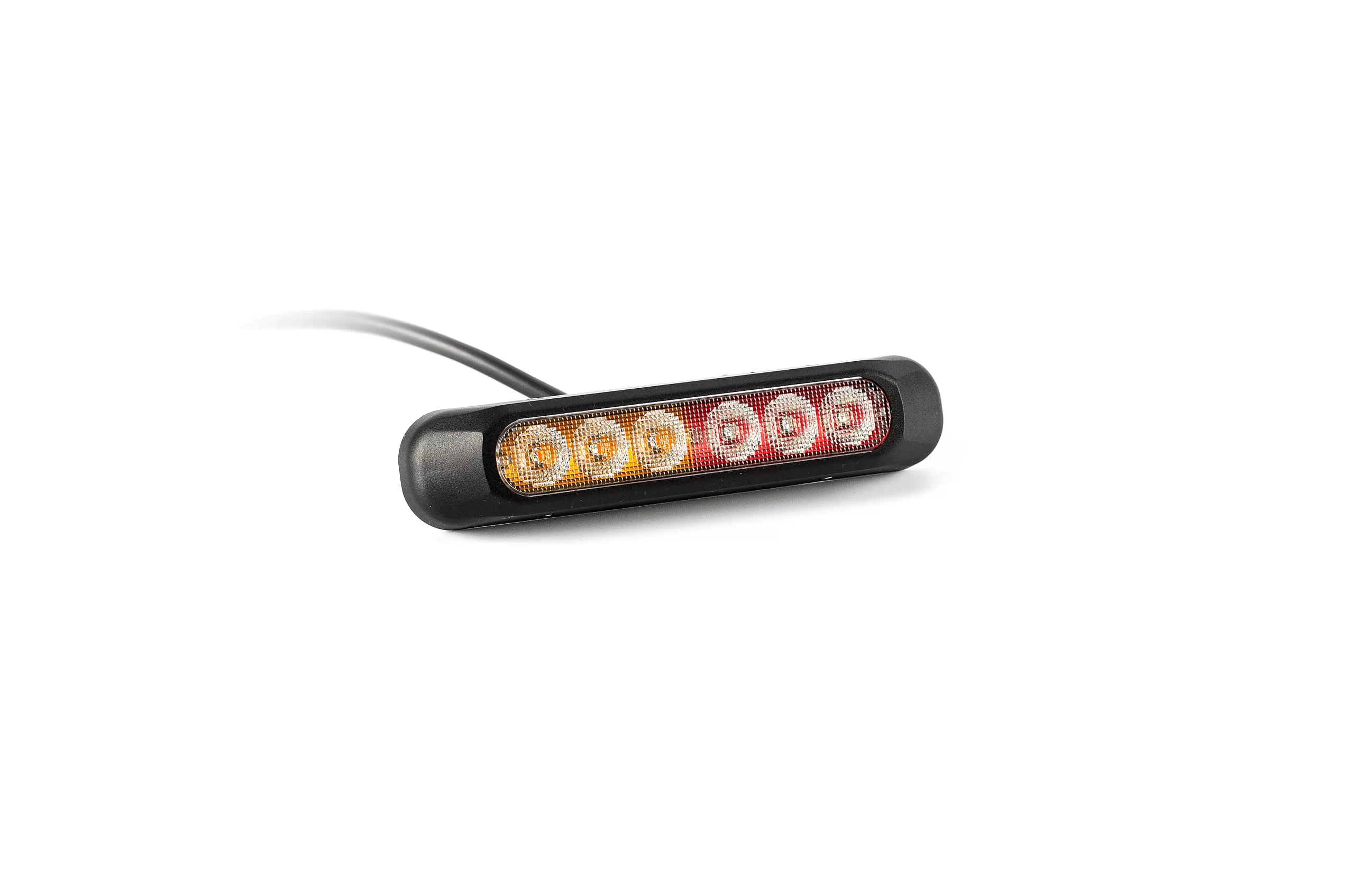 Hátsólámpa LED-es csík, 3 funkciós ( helyzetjelzõ, fék, index ) 12-36V,  1m-es kábel, 132x28mm FT-330