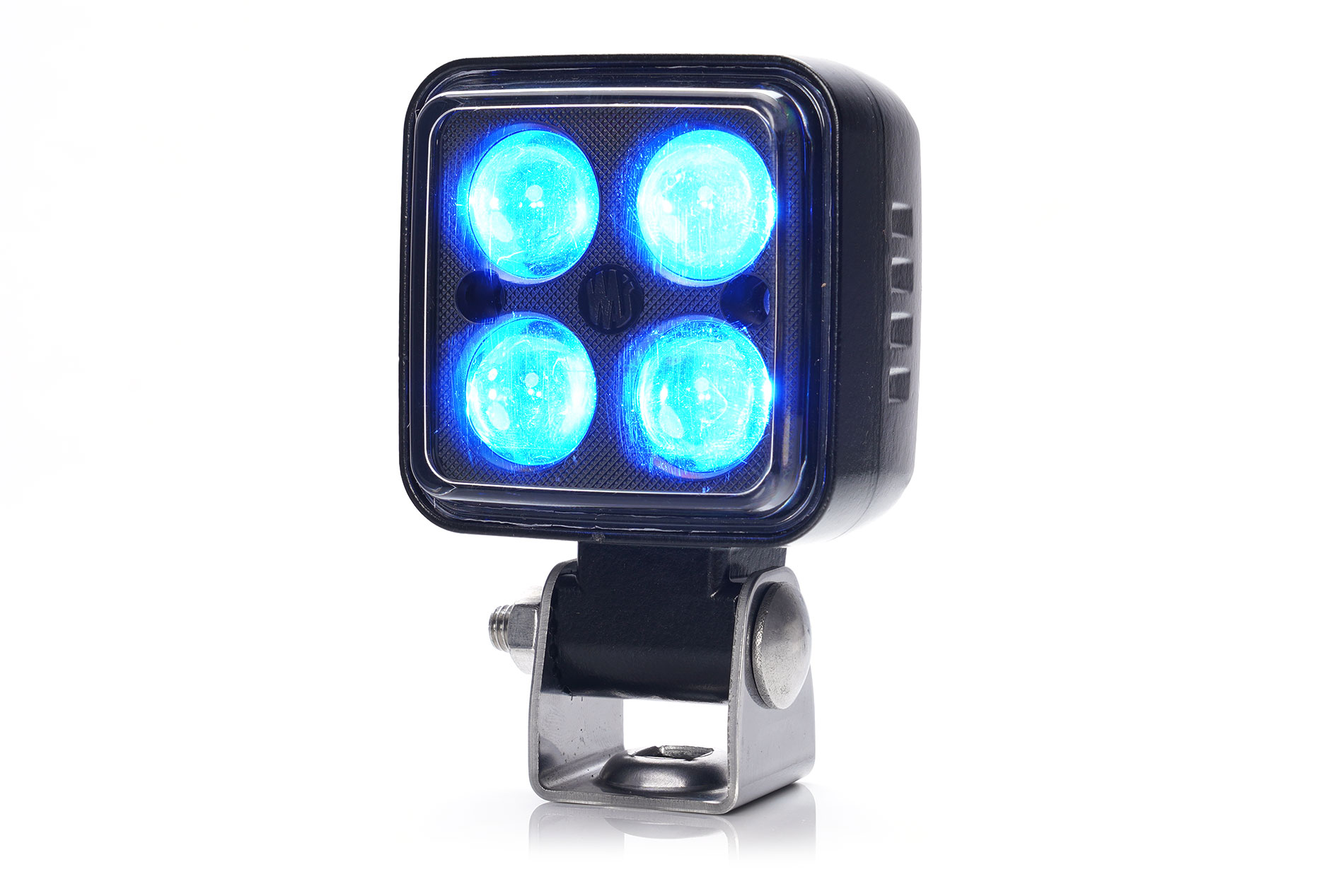 Munkalámpa LED, KÉK fényvetéssel, kiválóan alkalmas permetezõgépekhez, 12-24V, 76x76mm 2243