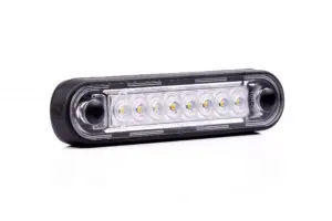 Külsõ dekor világítás 8 LED, hosszított változat, tiszta üveges, FEHÉR, 12-36V, 120x28mm FT-73 B LONG
