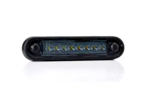 Külsõ dekor világítás 8 LED, hosszított változat, sötétített tiszta üveges, FEHÉR, 12-36V, 120x28mm FT-73 B LONG DARK