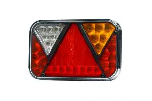 Hátsólámpa LEd-es Canbus-os, Bajonet csatlakozós, 12V 5 funkciós (fék, tolató, helyzet, rendszám, index) 130x200 Háromszög prizmás