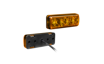 Oldalsó helyzetjelzõ lámpa, 4 LED-es, sárga, 12V-24V, 0,6W, méret: 70x26x15, 0,2m kábel