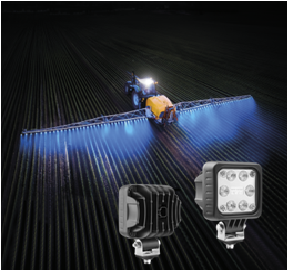 Munkalámpa 6 LED-es kék fénnyel, mezõgazdasági permetezõkhöz, 12V-48V, 20W, sugárszög 6°