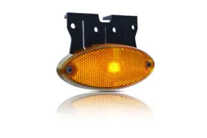LED jelzõlámpa, sárga reflektorral, 12-36V, 0,5m-es villanysugárral