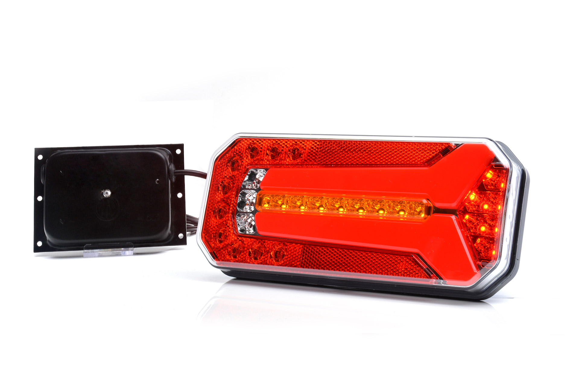LED-es kombinált hátsó lámpa, IP66/68, helyzetjelzõ, féklámpa, irányjelzõ, fényvisszaverõ, 12V-24V, kábel: 200cm YLY-S 4x0.5 mm2
