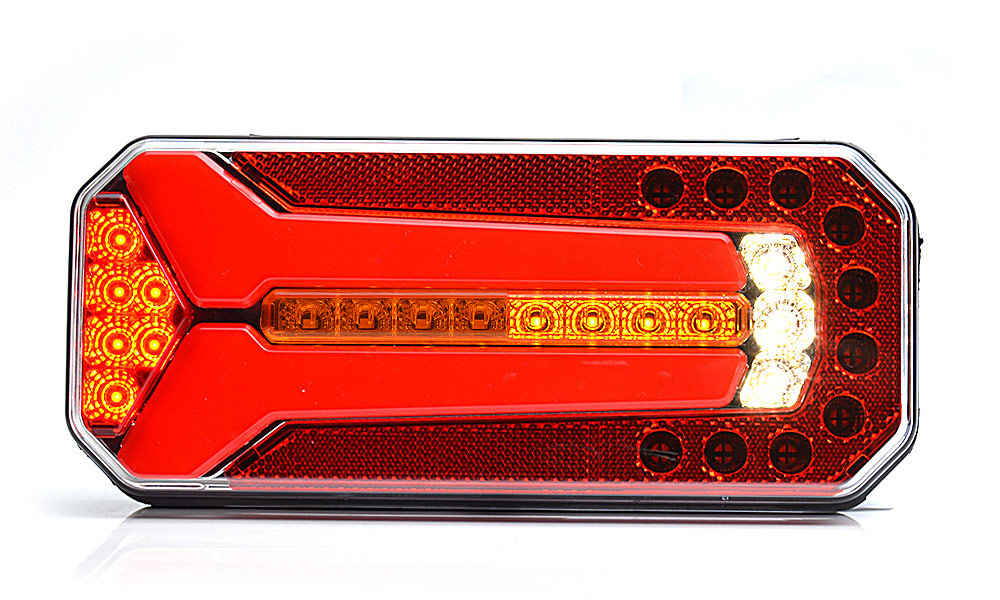 LED-es multifunkcionális hátsó lámpa, IP66/68, 12V-24V, féklámpa, helyzetjelzõ, tolatólámpa, fényvisszaverõ, oldalsó rendszámtábla világítás, dinamikus indikátor, kábel: 200cm YLY-S 5x0.5 mm2
